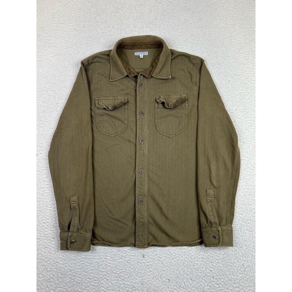 Wallace & Barnes J Crew Shirt Mens Medium Brown‎ Twill Long Sleeve Button Front